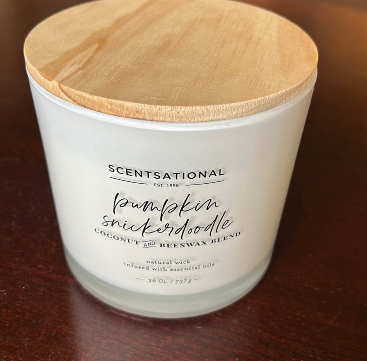 Scentsational Pumpkin Snickerdoodle Candle Glass Jar 26oz 3 Wick Coconut Wax
