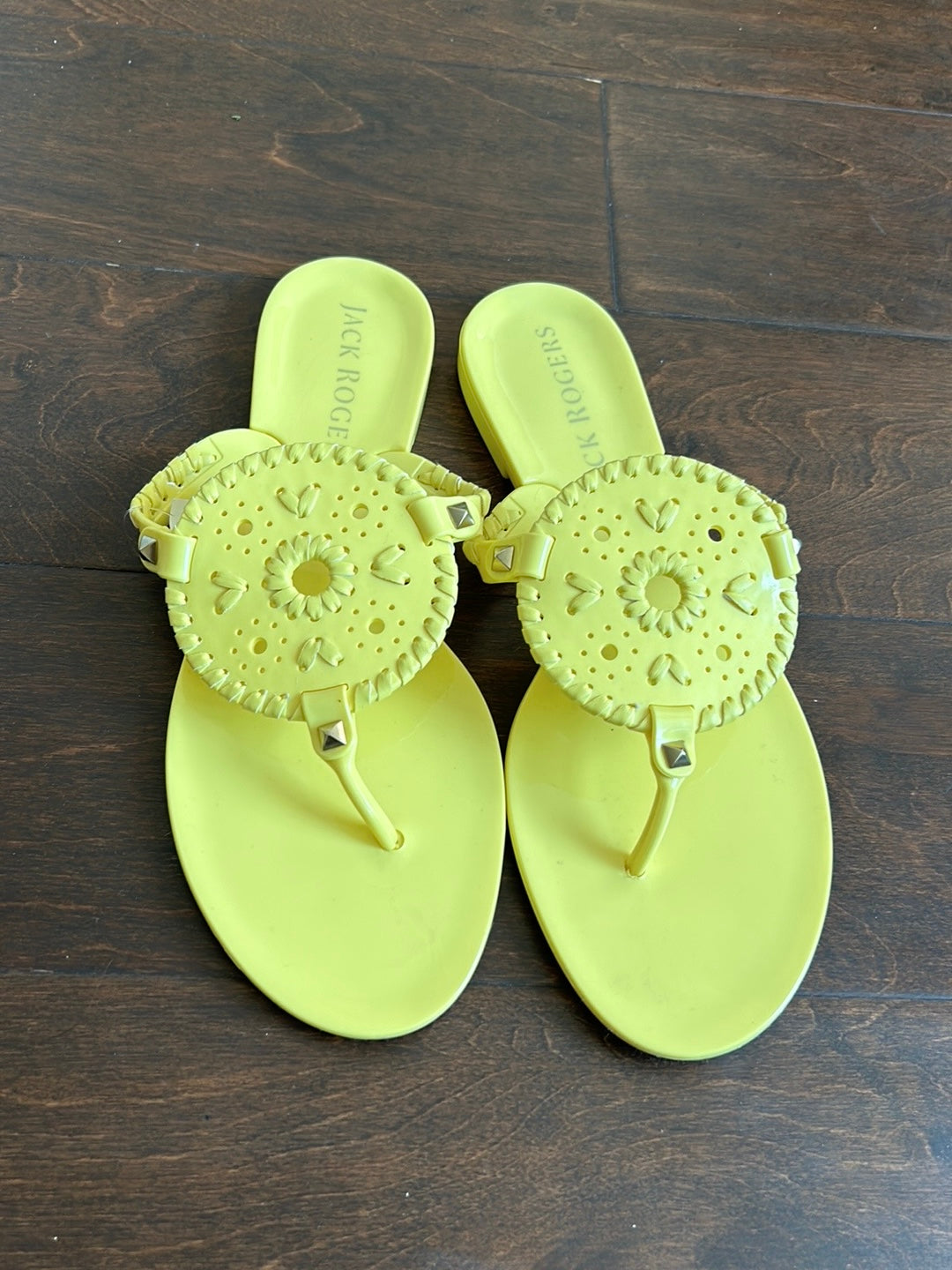 Jack Rogers Georgica Yellow Jelly Thong Sandal Flip Flops Women Sz 9
