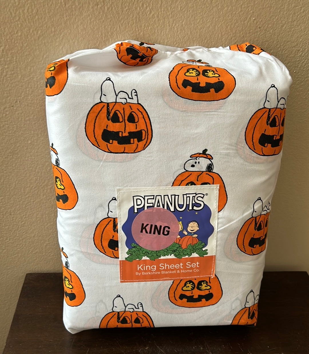 New Peanuts Snoopy Jackolantern Spooky Halloween King Sheet Set Pumpkin