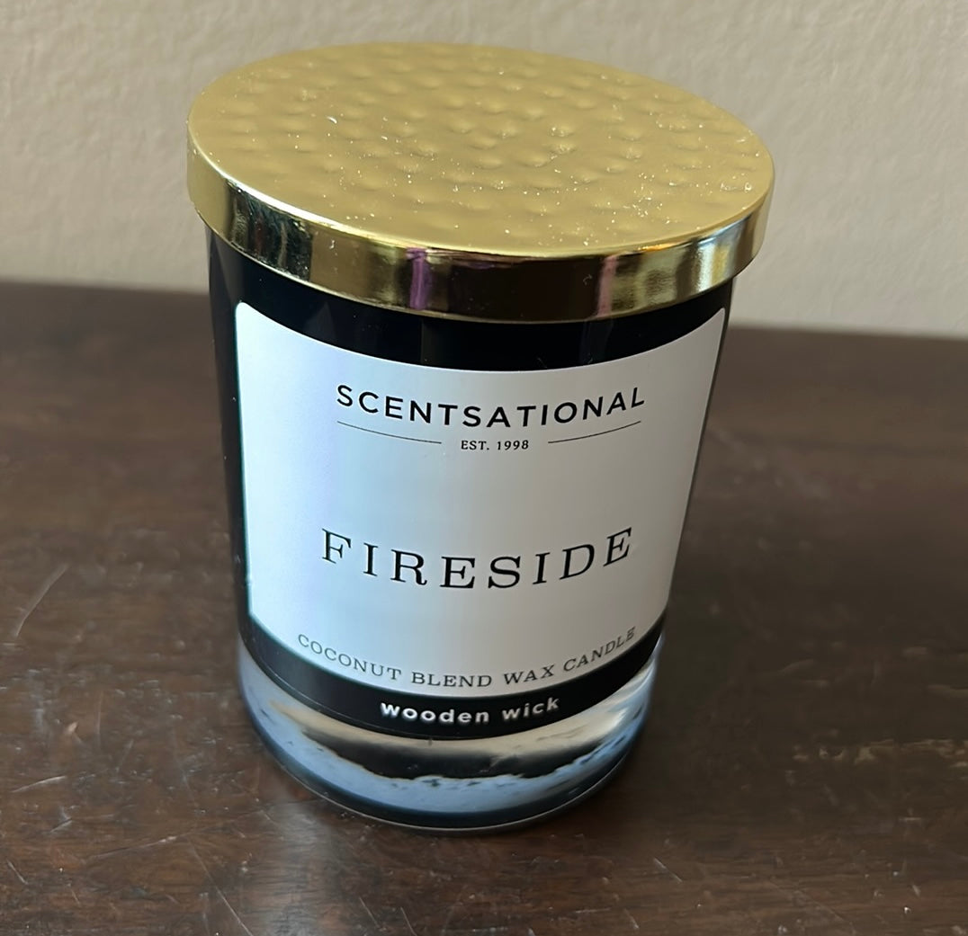 Scentsational Fireside Candle Large Glass Jar 11 Oz Coconut Wax Blend WoodWick