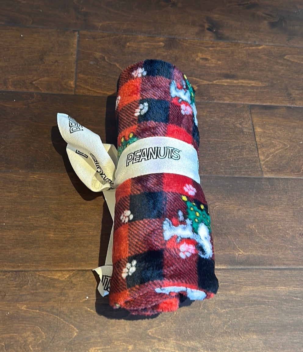 Peanuts womens Christmas Snoopy Red Plush Pajama Pants New Plaid