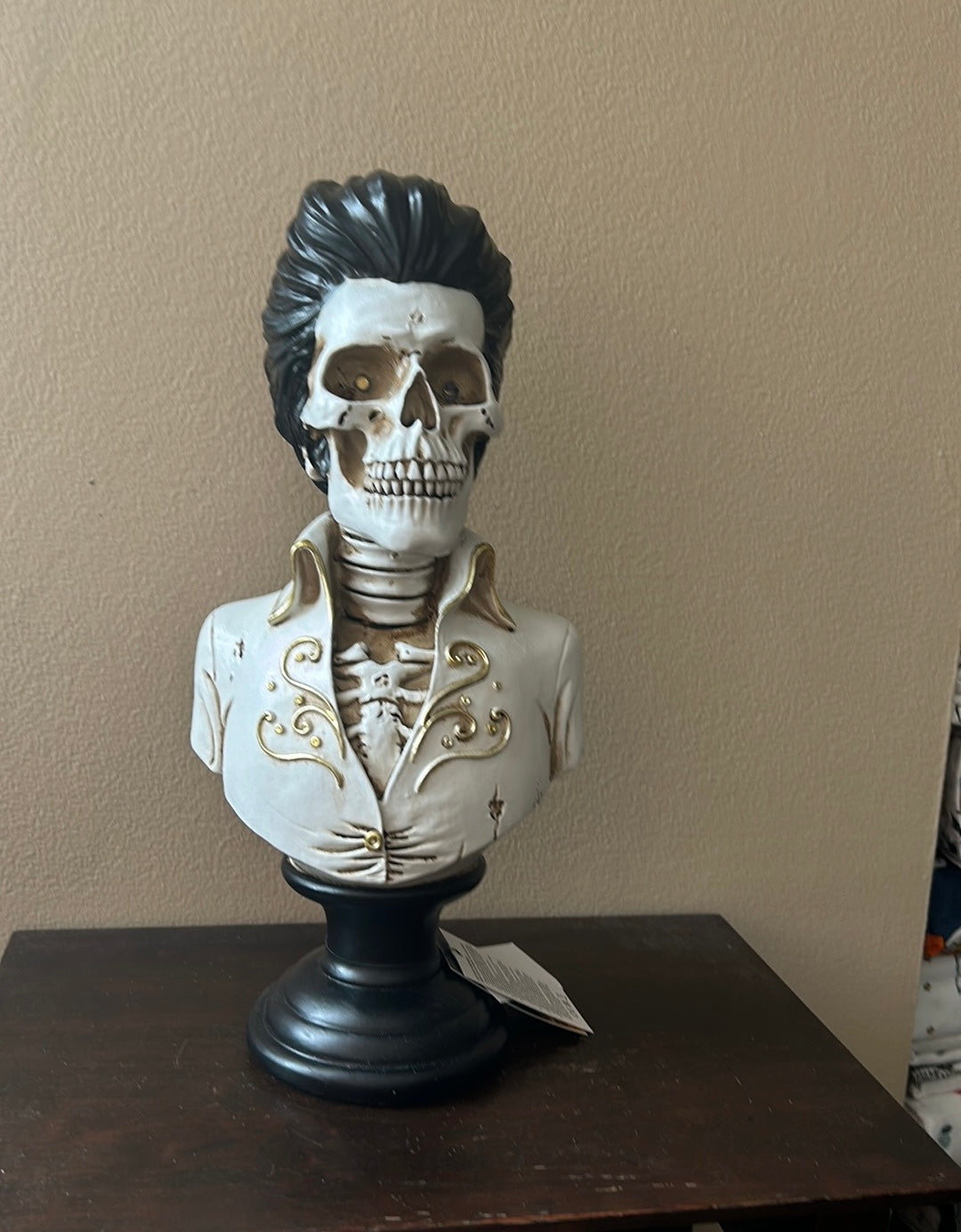 ELVIS On Pedestal LED SKELETON STATUE MIDNIGHT FRIGHT LIGHT-UP HALLOWEEN NEW
