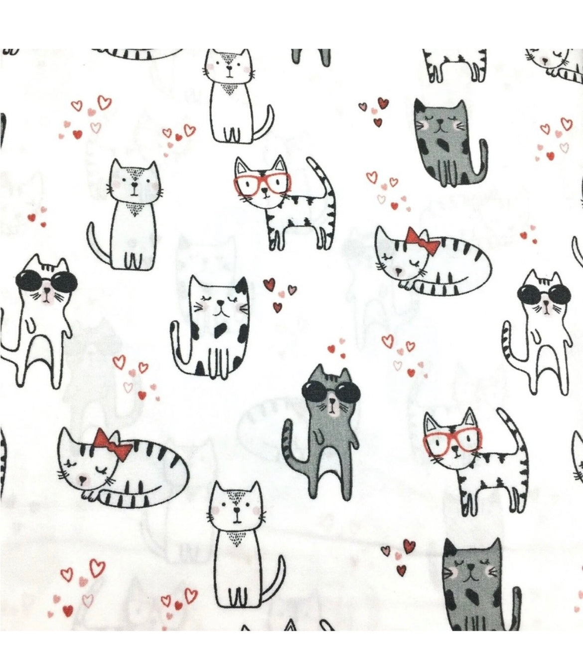4pc Cynthia Rowley Valentine Cats QUEEN Sheet Set Kitten Red Hearts Bows