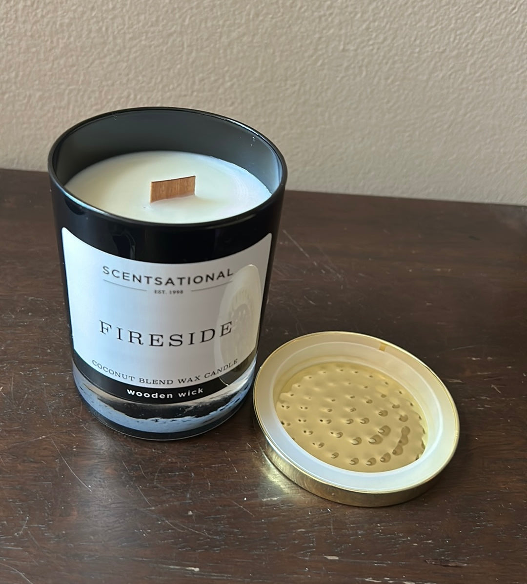 Scentsational Fireside Candle Large Glass Jar 11 Oz Coconut Wax Blend WoodWick