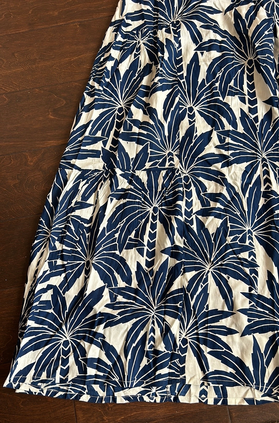 True Destinations Flare Pants Beach Coverup sz M New Tropical Palm Trees Blue