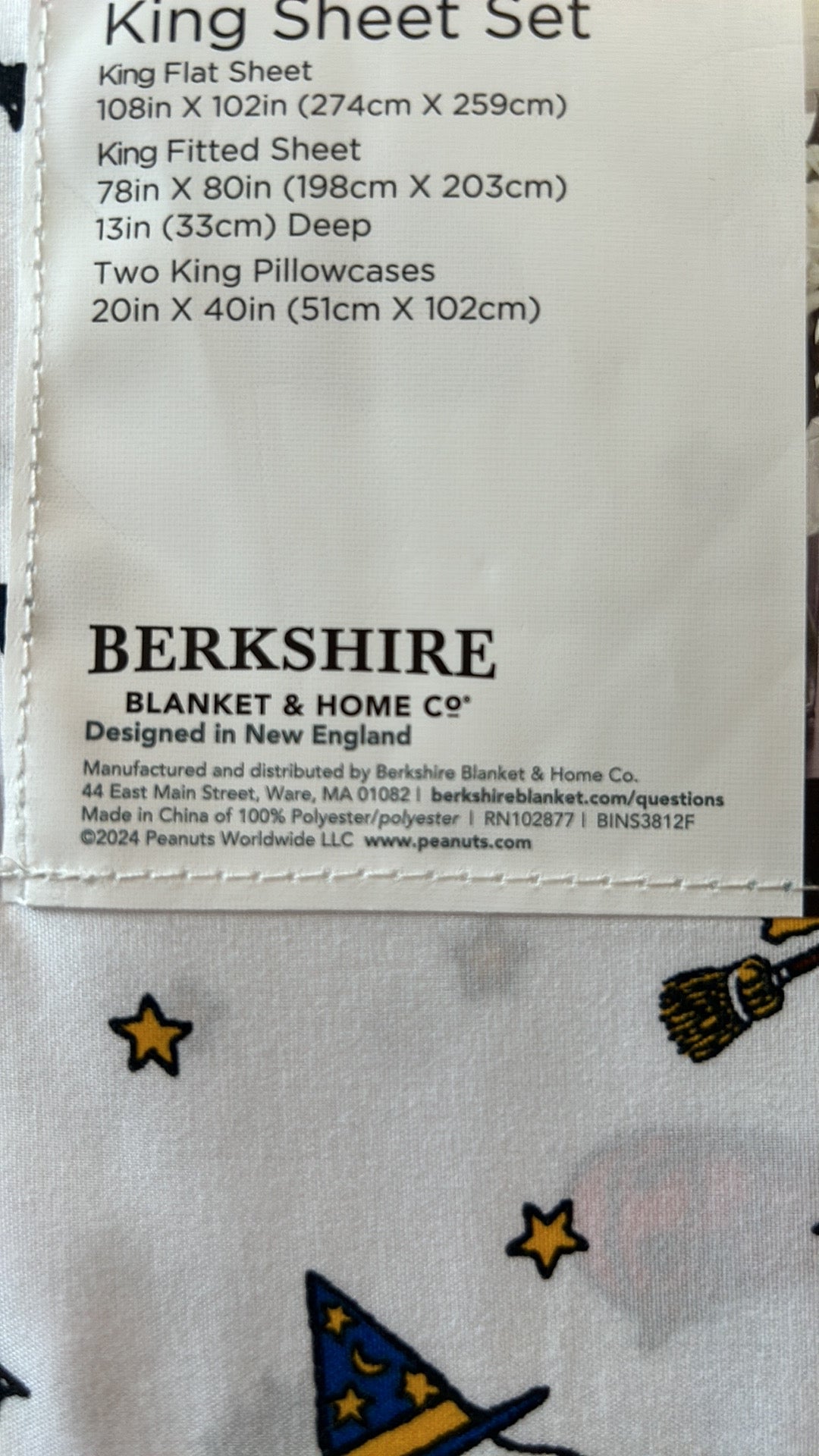 Peanuts Snoopy Spooky Halloween Sheet Set Pumpkin Bats Stars Moon New