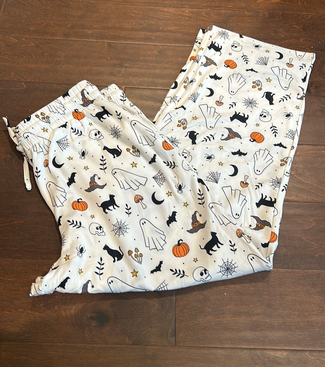 Daydream womens Halloween Cat Bats Pumpkin Spider Fleece Pajama Pants New