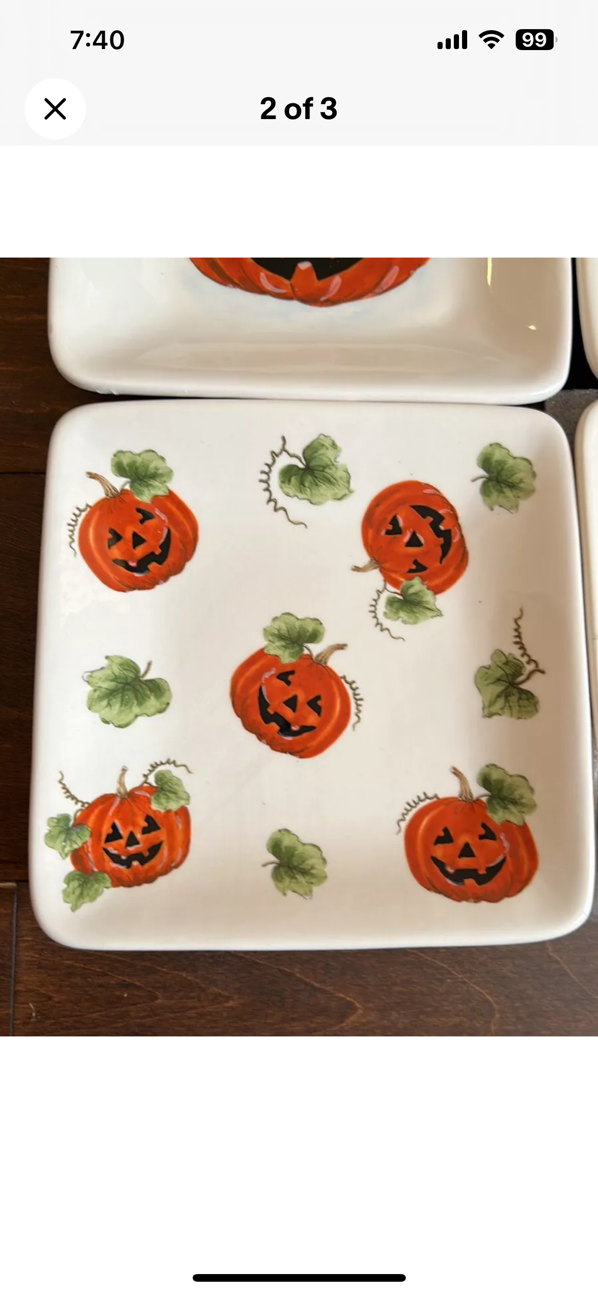 MAXCERA Set 4of 4 Pumpkin Jackolantern Halloween Dessert Appetizer Plates 6”x6”