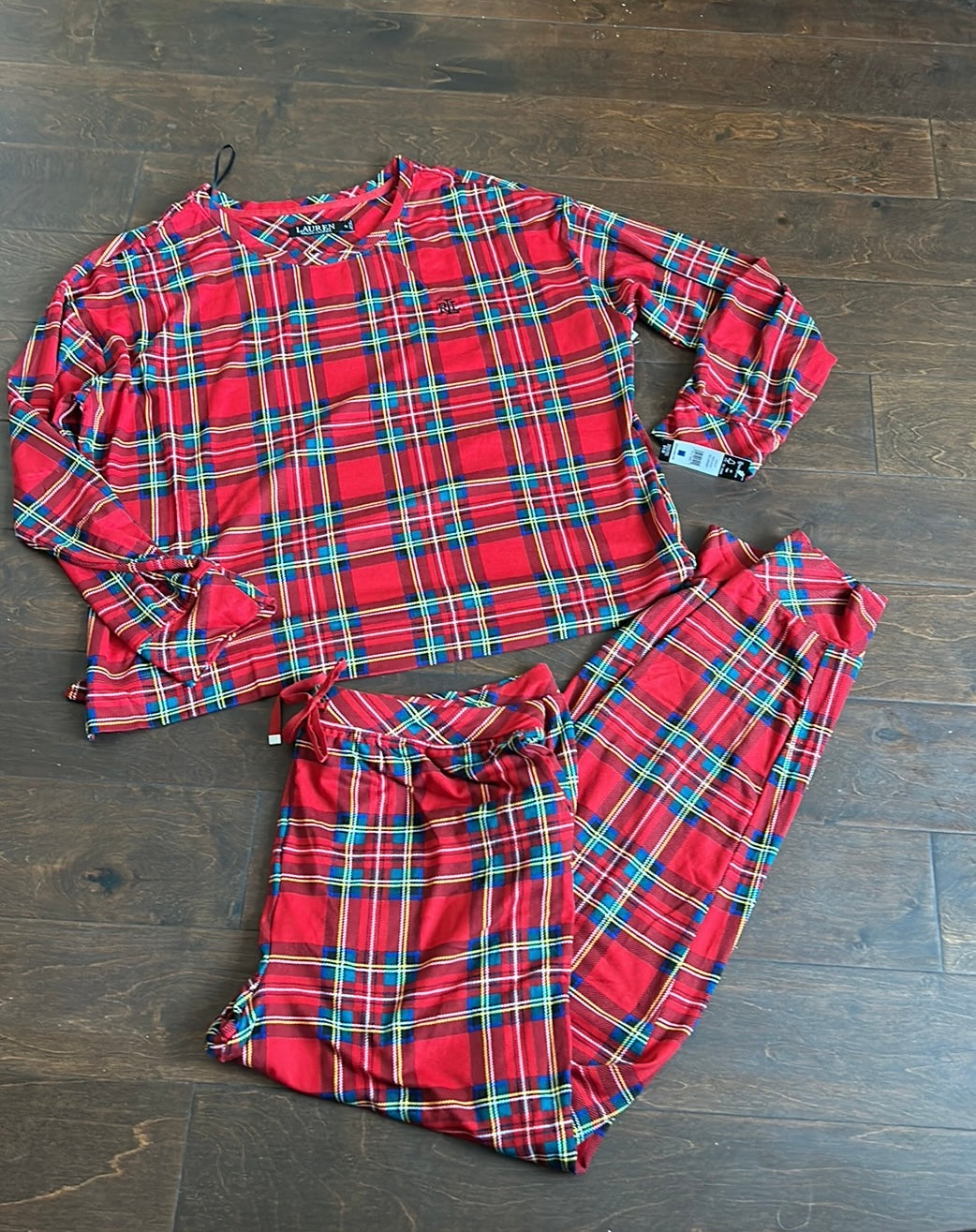 Ralph Lauren Womens Pajama Set New Sz XL Tartan Plaid Red Green