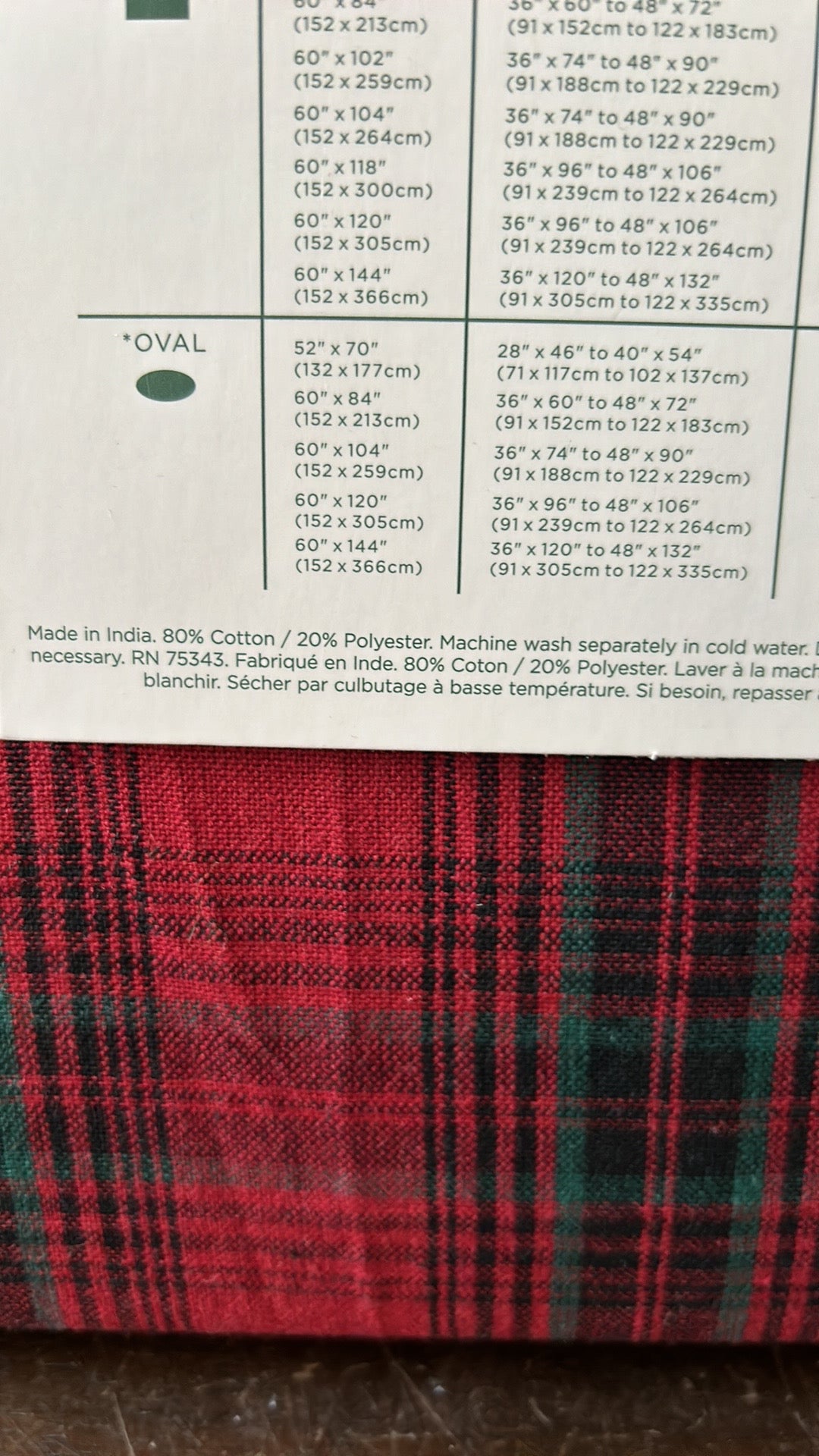 The Farmhouse Rachel Ashwell Christmas Tablecloth Plaid 60”x118” Oblong Red