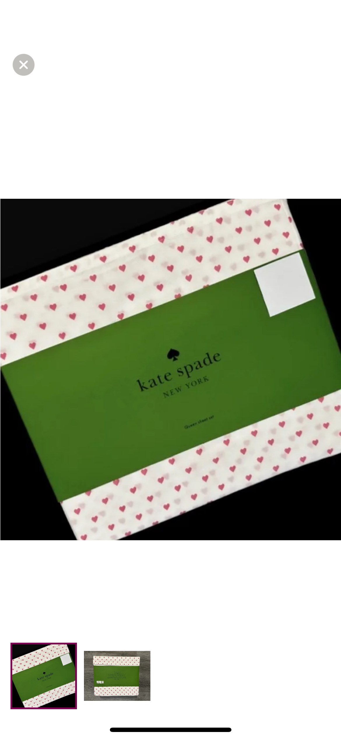 Kate Spade QUEEN Sheet Set 100% Cotton Percale PINK Hearts on White 4 piece NWT