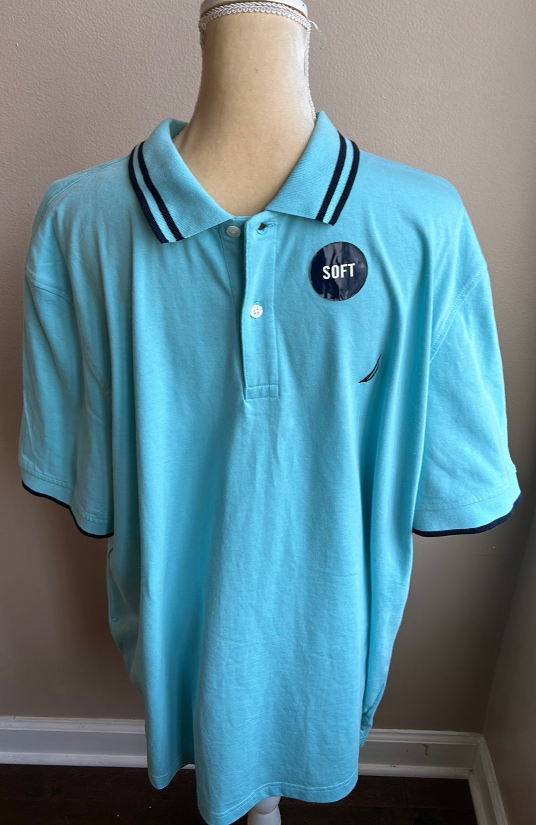 Nautica Men’s Short Sleeve Polo Shirt Blue New 2XL Cotton Blend