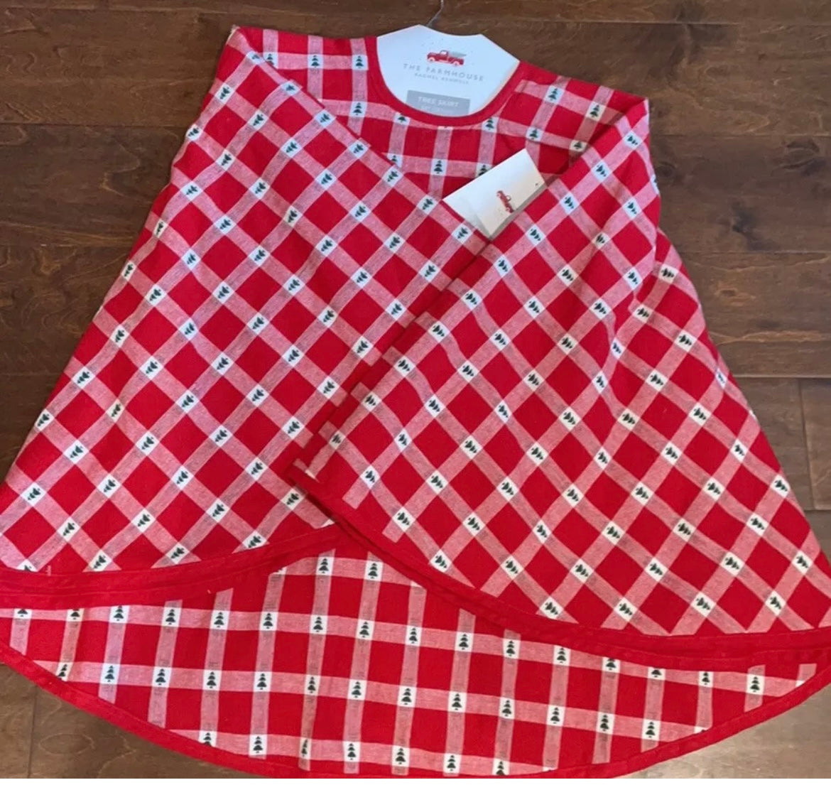 The Farmhouse Rachel Ashwell Tree Skirt 54” Diam plaid Christmas Trees Cotton