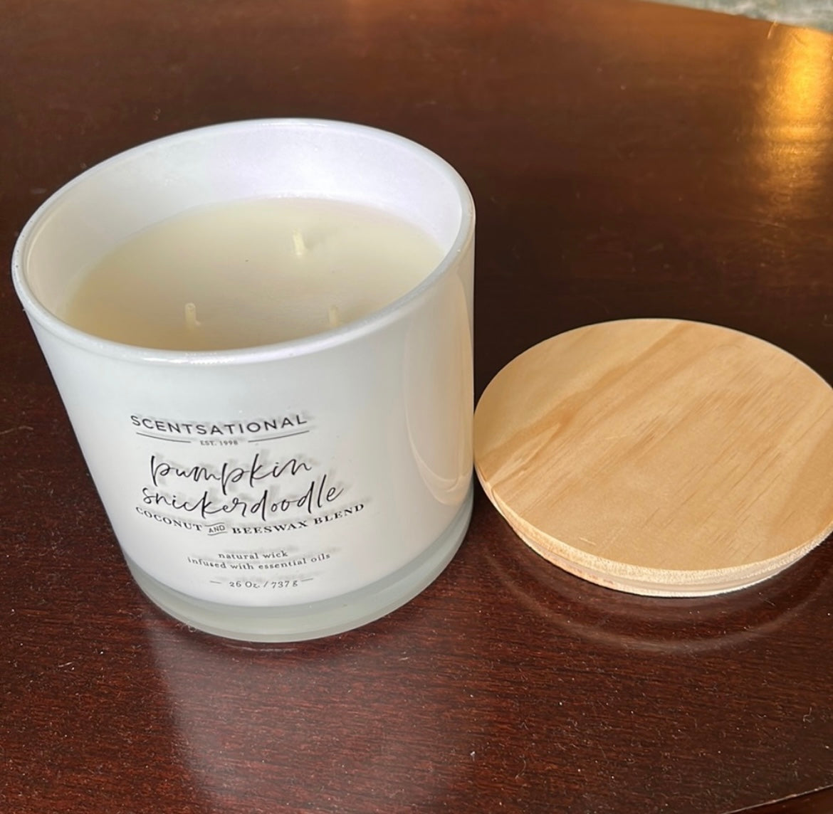 Scentsational Pumpkin Snickerdoodle Candle Glass Jar 26oz 3 Wick Coconut Wax
