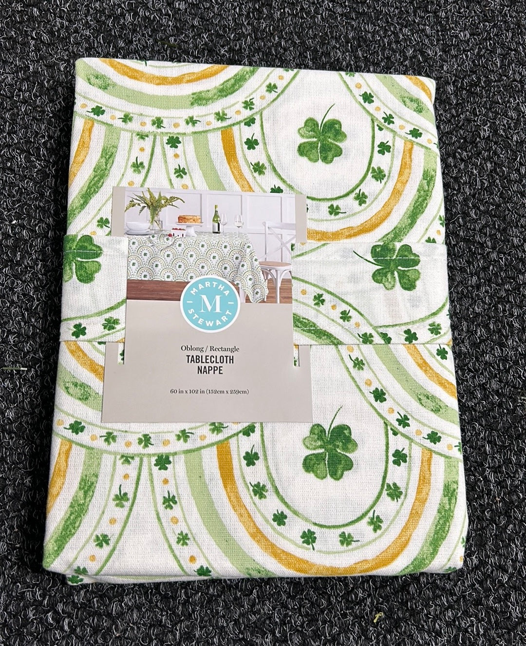 Martha Stewart St Patrick’s Day Green White Clover Tablecloth 60”x102” Rainbows
