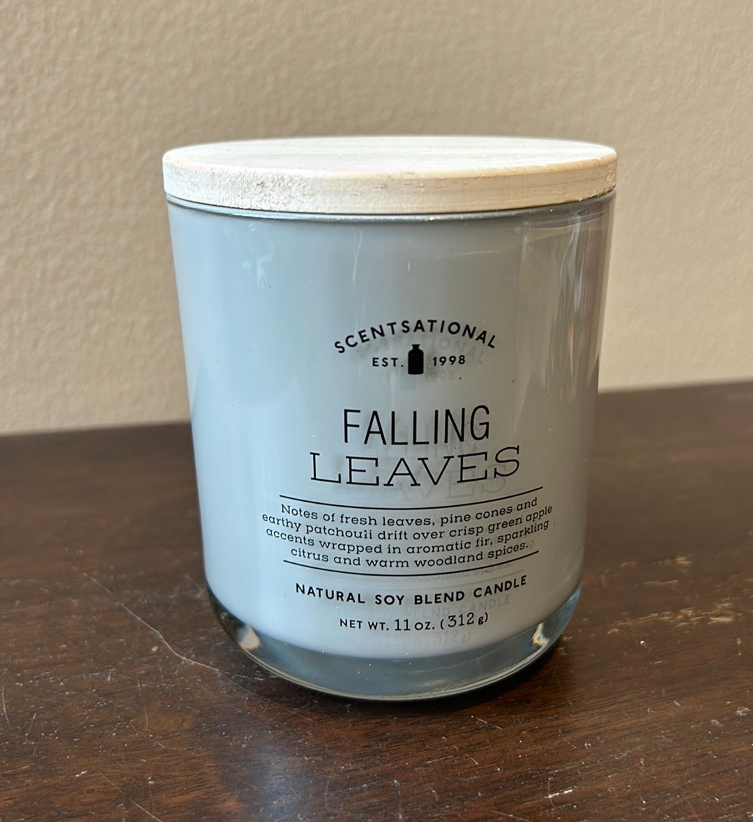 Scentsational Falling Leaves Candle Glass Jar 11 Oz Soy Blend Fall