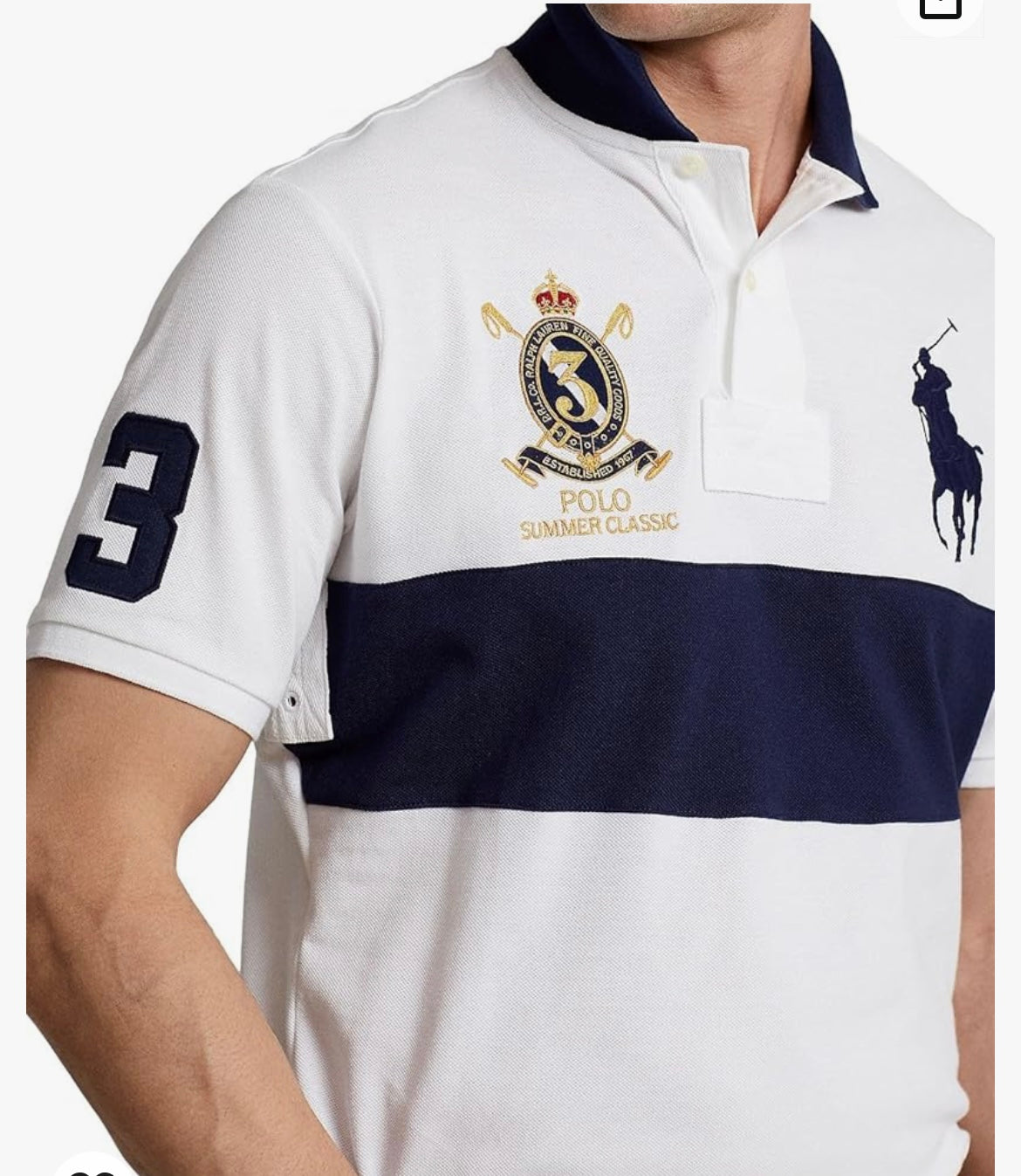 Ralph Lauren Men's Striped Crest Polo Shirt Short Sleeve Sz 2XLT Big & Tall