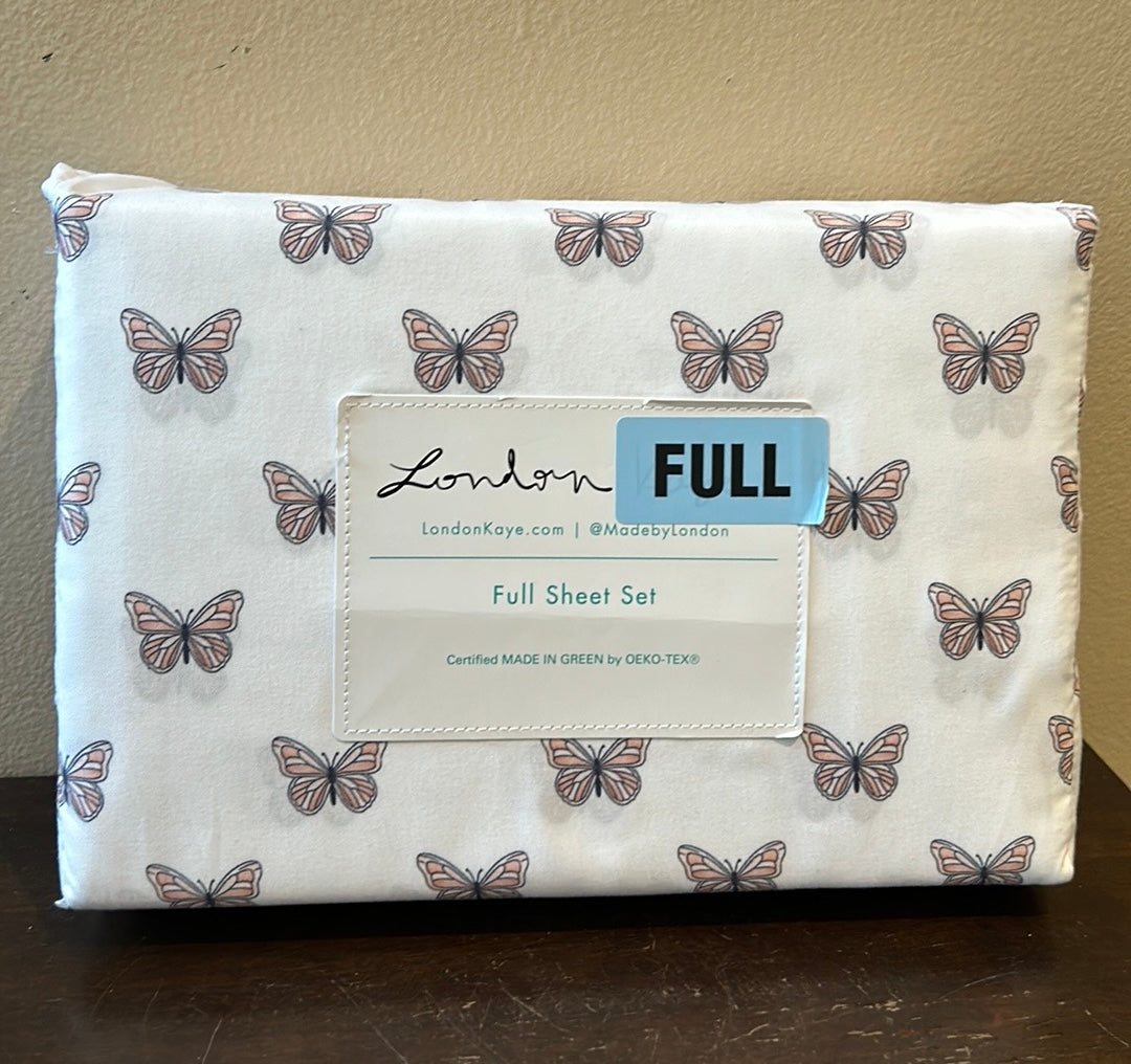 London Kaye Butterflies Spring Summer Full Sheet Set 4 Pc