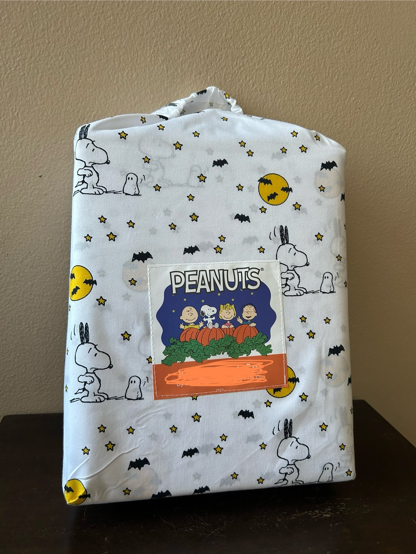 New Peanuts Snoopy Spooky Halloween Sheet Set Pumpkin Bats Stars Moon