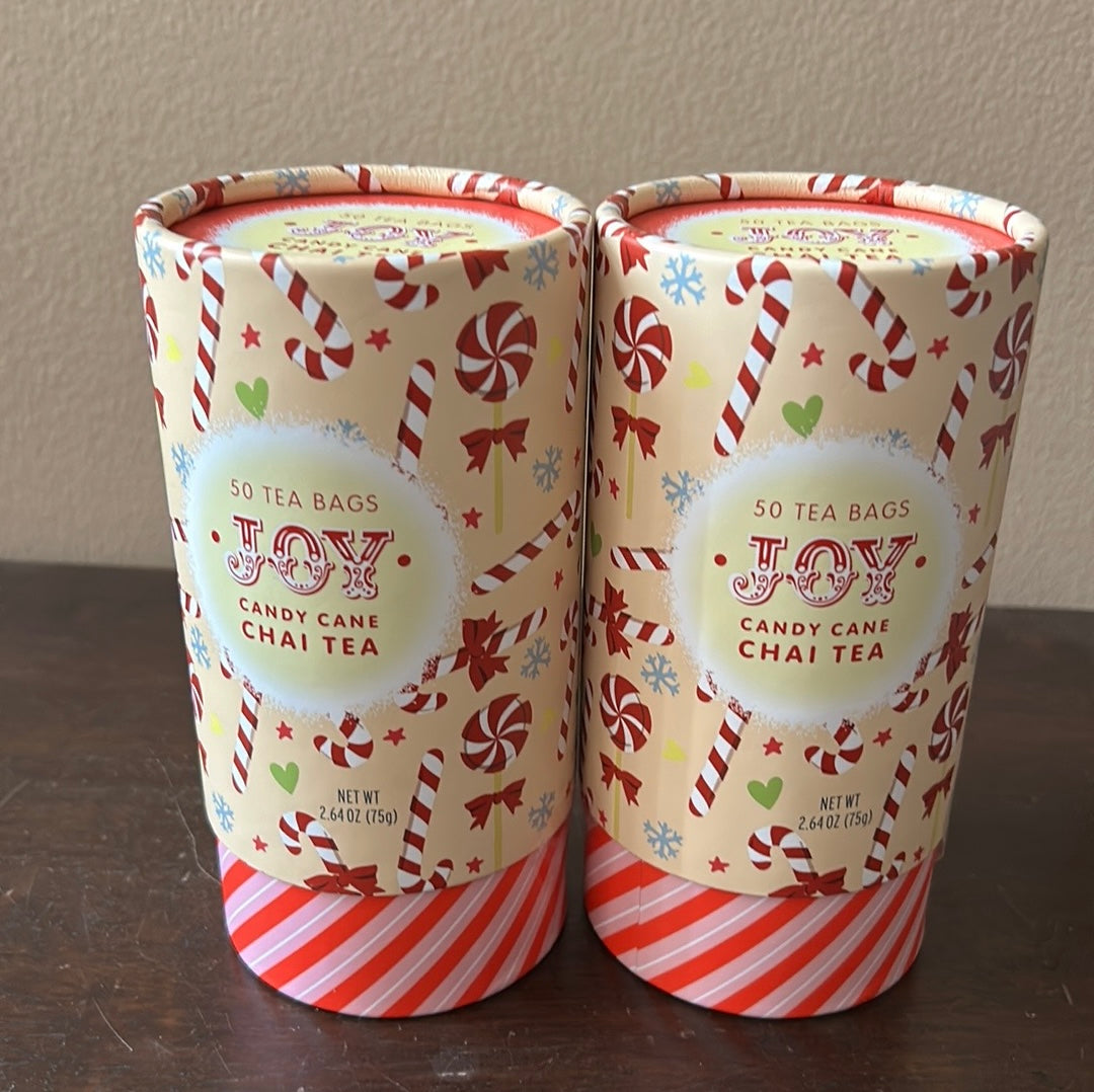 2 Joy Candy Cane Chai Tea 50 Tea Bags NEW SEALED EXP 08/2027 Christmas Holiday