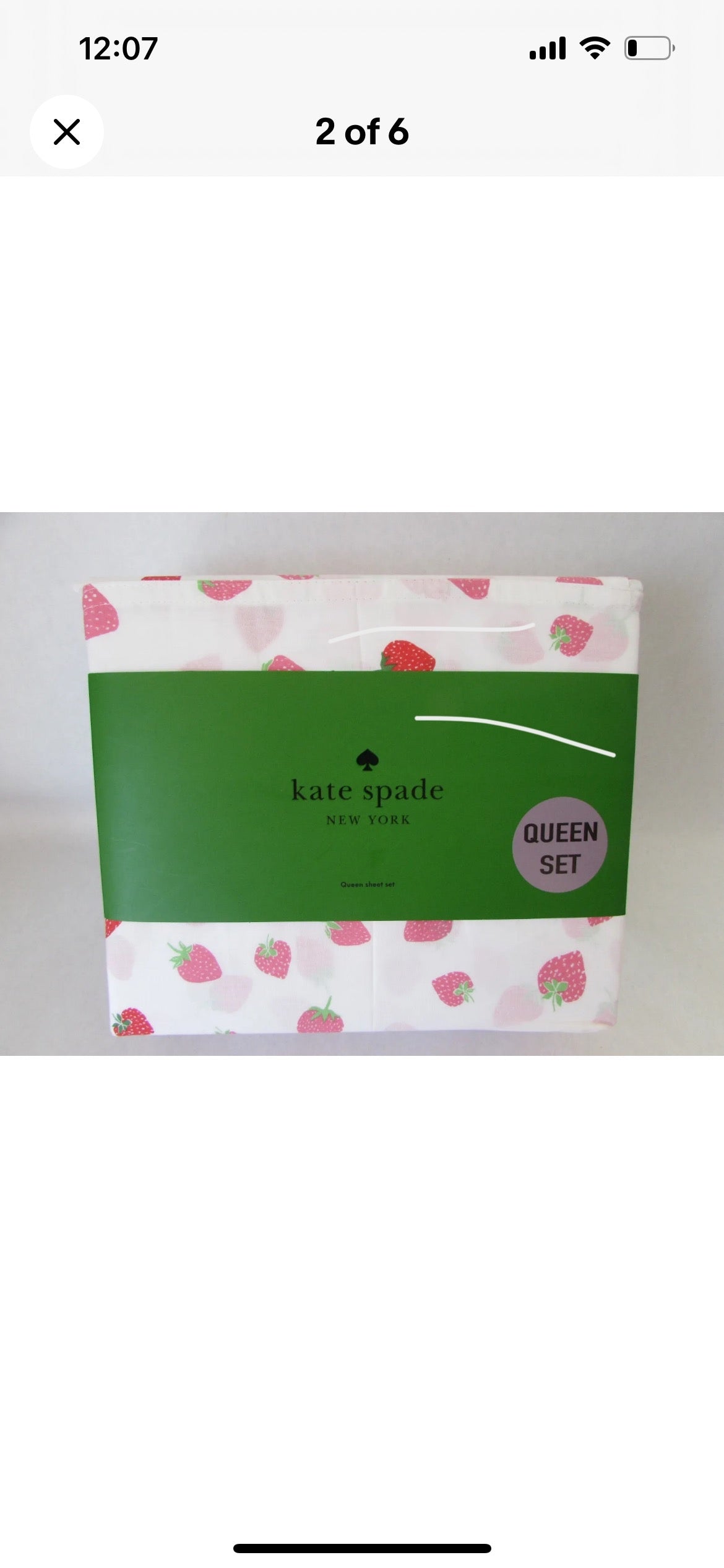 Kate Spade Queen Sheet Set Strawberries Cotton Percale Sheets 🍓 NWT