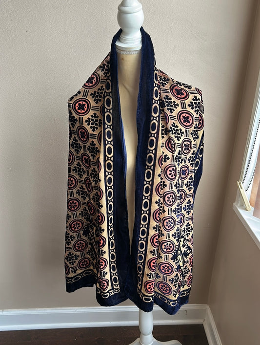 Forever 21 Womens Scarf Floral Print Burnt Out Velvet New 20”x68” ST3225