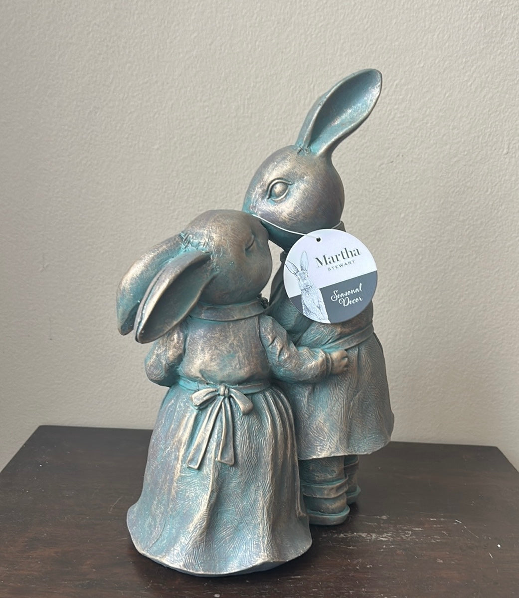 Martha Stewart New Mr & Mrs Easter Kissing Bunny Vintage Looking 11 3/4”