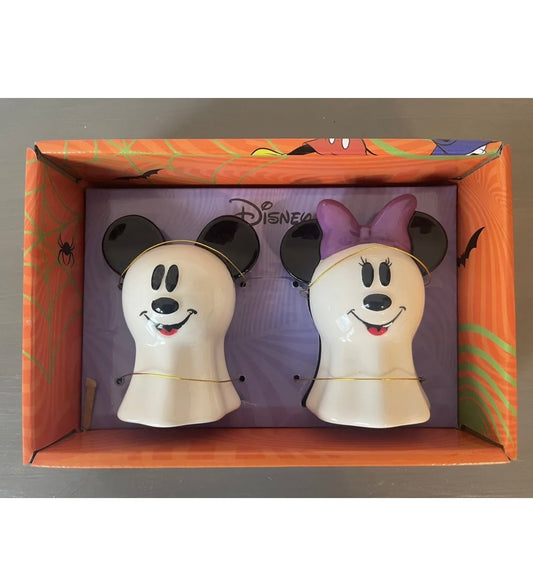 Disney Mickey Mouse & Minnie Mouse Ghost Salt And Pepper Shakers Halloween Fall