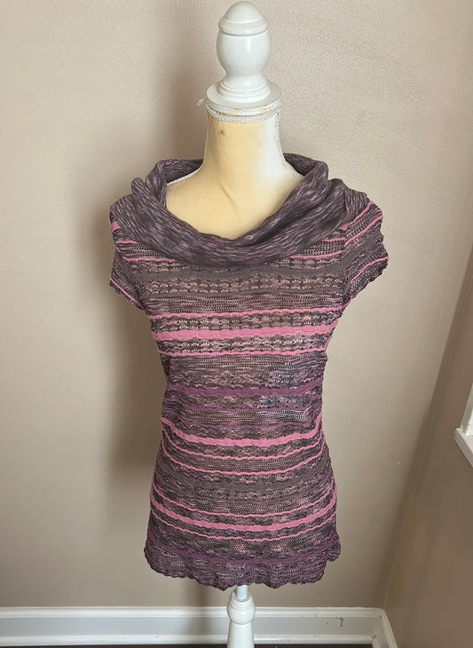 Women’s New Blouse Lace Purple ST2225 Sz M