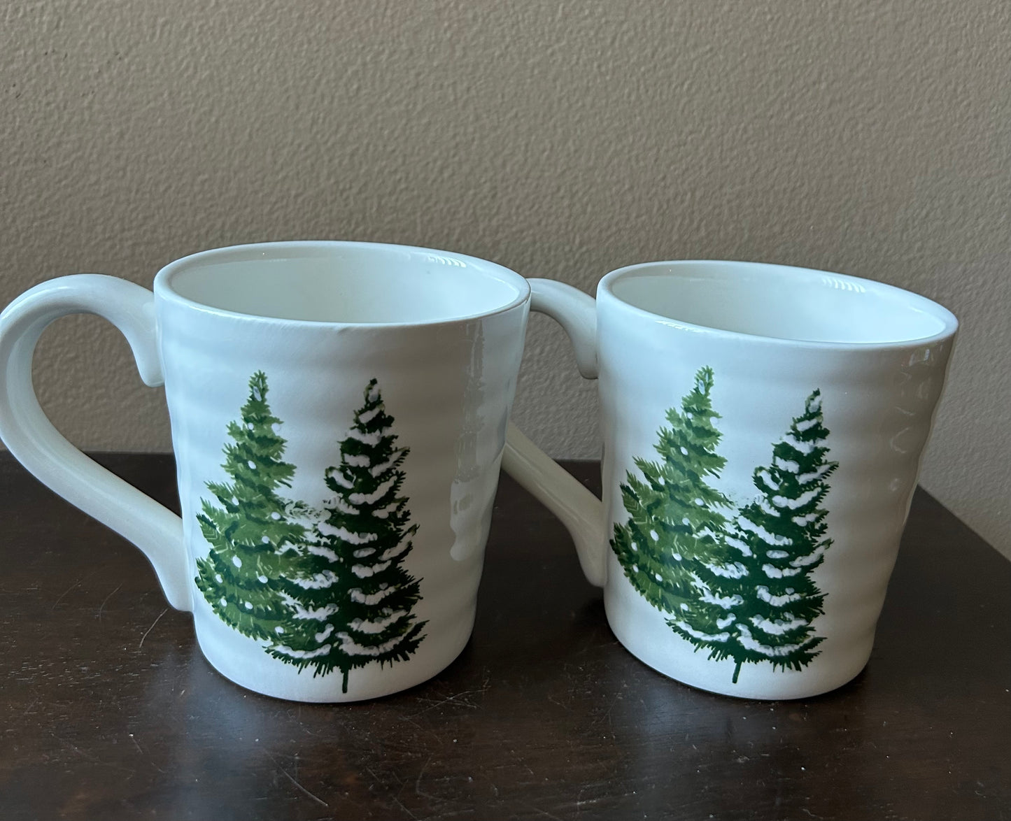 Maxcera set of 4 Christmas Mugs New Evergreen Trees Ceramic