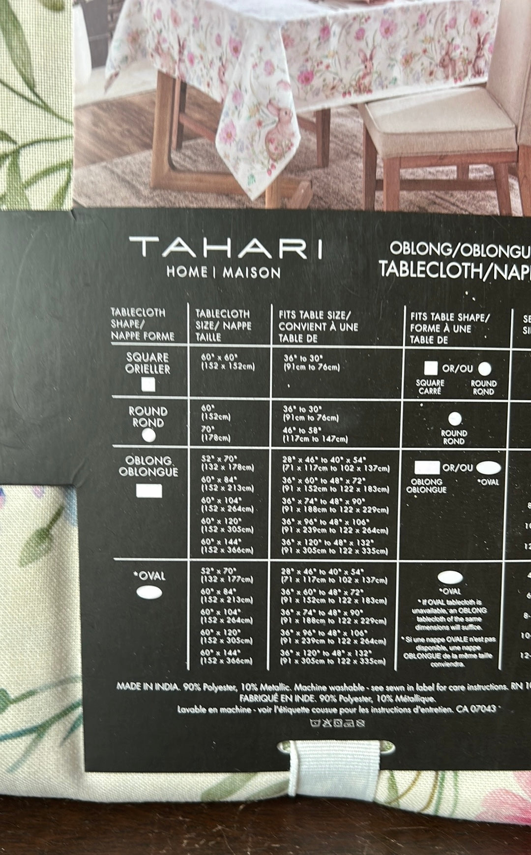 Tahari Tablecloth 60”x 104” Spring Garden Easter Eggs Floral  New