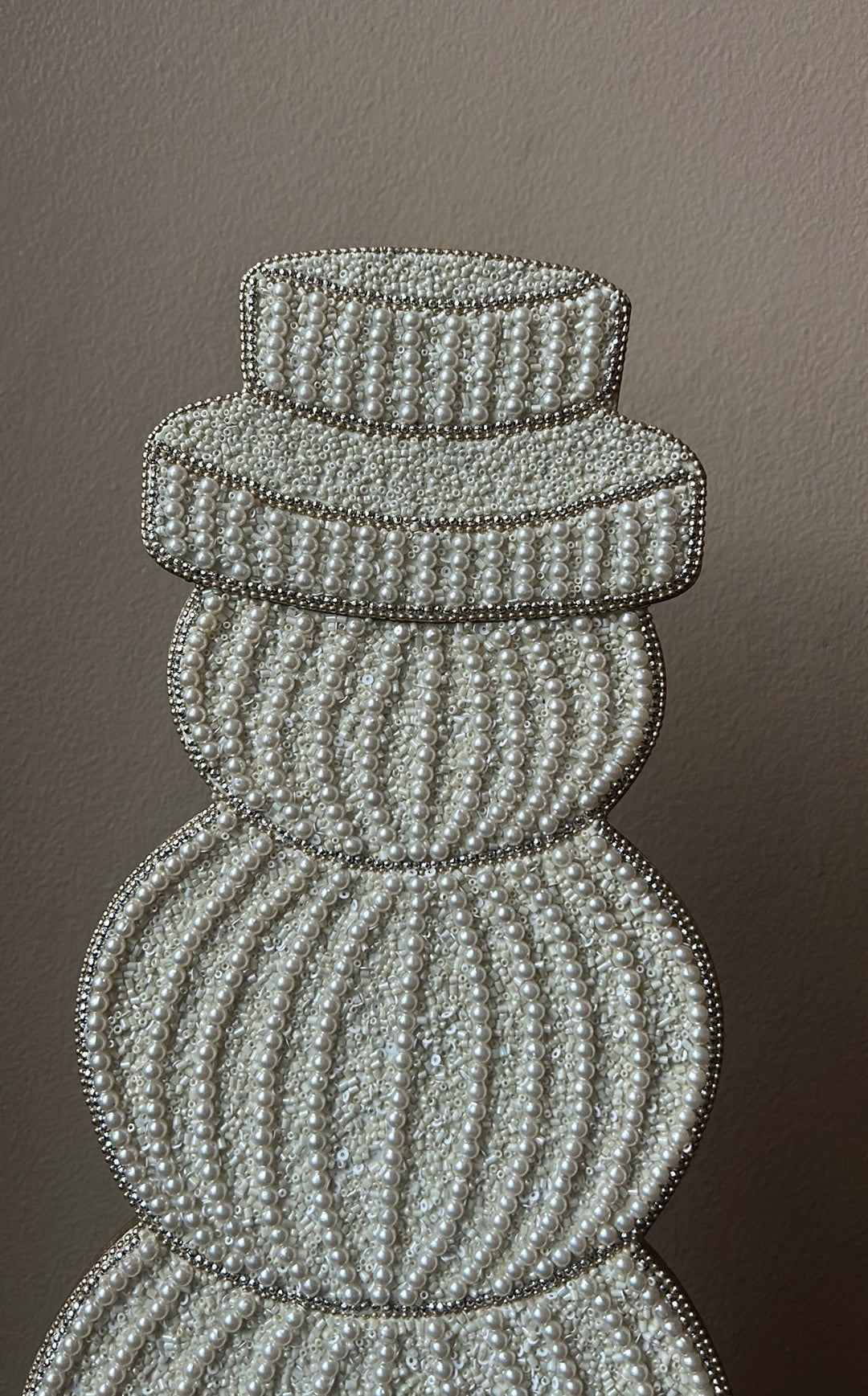 New Beaded Snowman Figurine Christmas Large Pearls