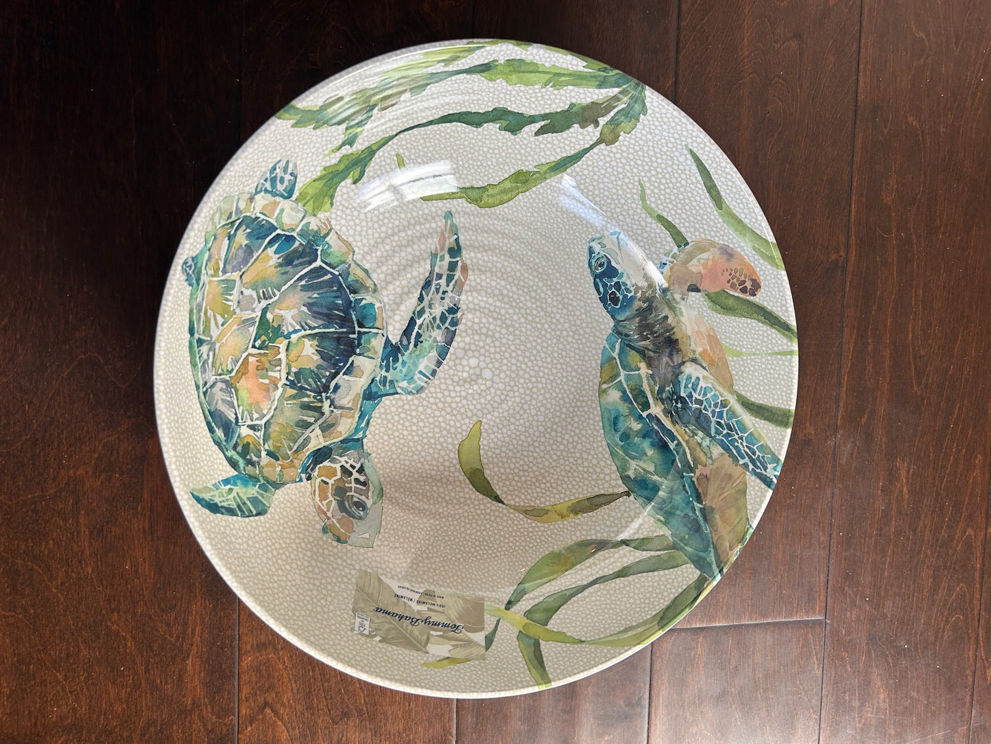Tommy Bahama Turtle Serving Bowl New Tropical Nautical 12” Round Melamine