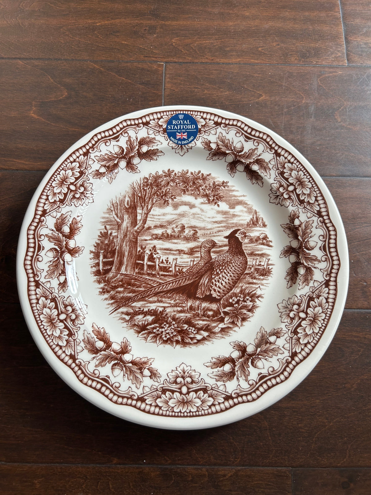 Royal Stafford Pheasant Thanksgiving Dinner Plates Set of 4 Brown Woodland