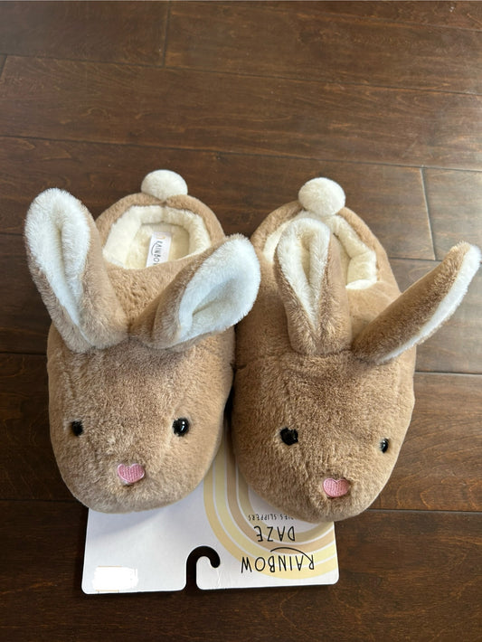 New Womens Faux Fur Slippers New Sz S (5/6) Bunny Easter Beige Off White