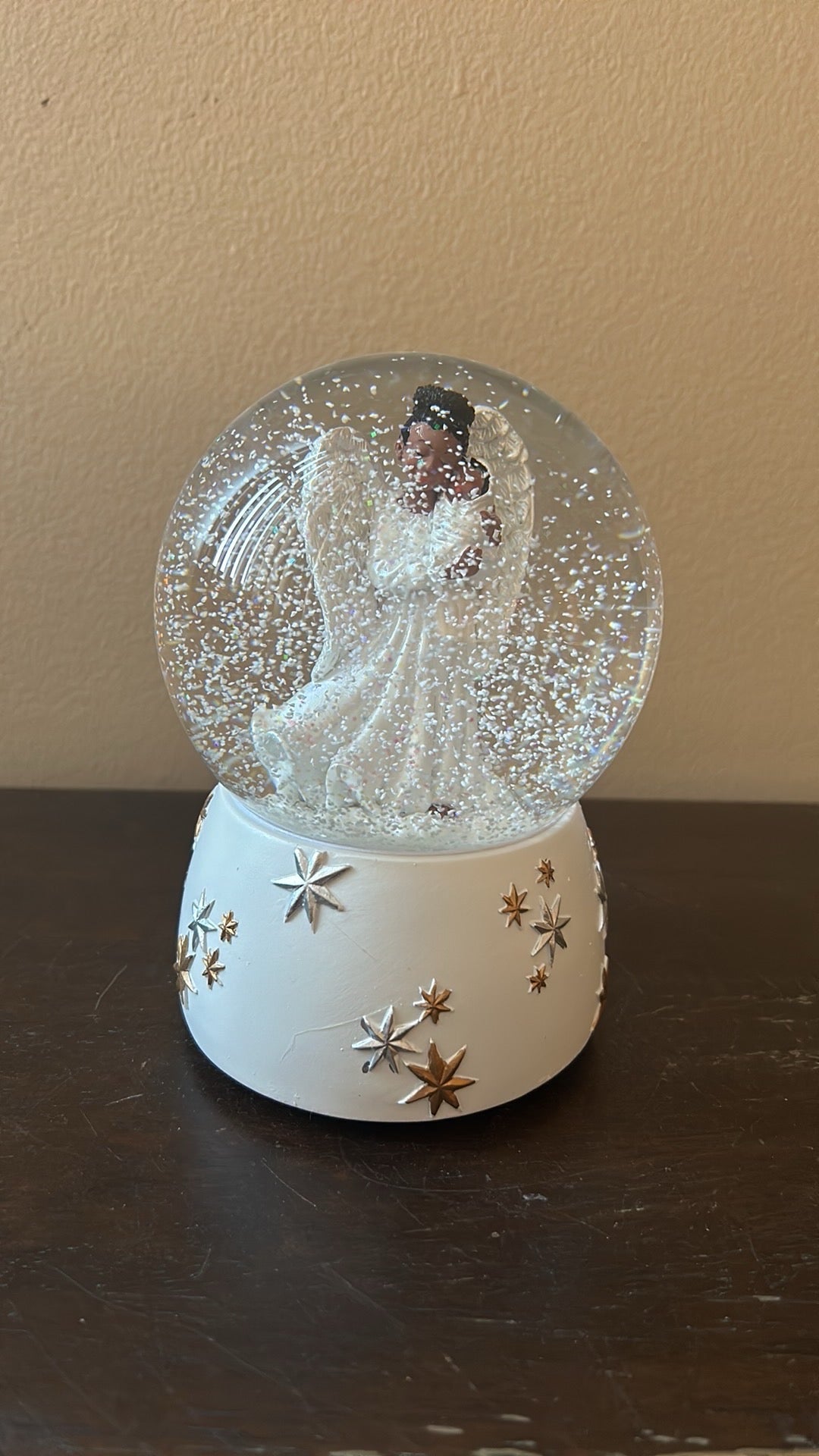 New African American Angel With Baby SnowGlobe Musical Christmas Gift