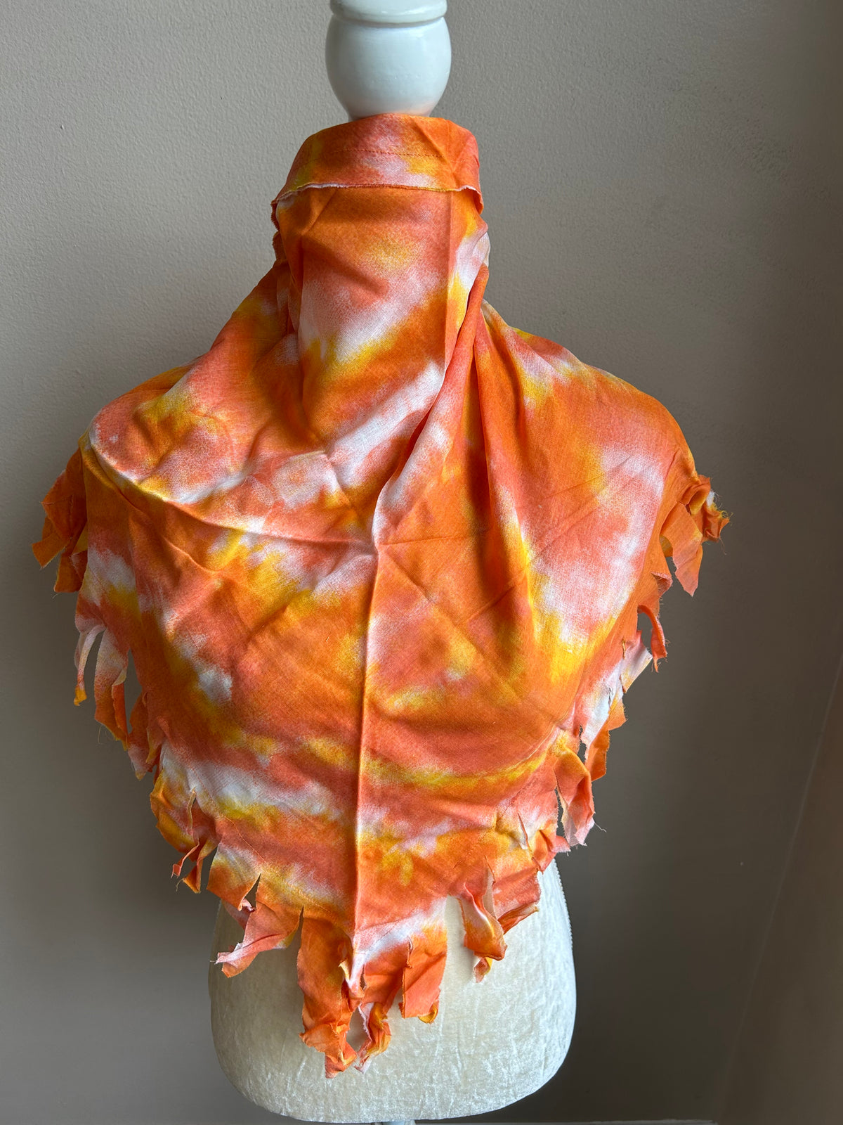 New Womens Scarf Tye Dye Multicolor Orange 5002-3102 Triangle Shaped