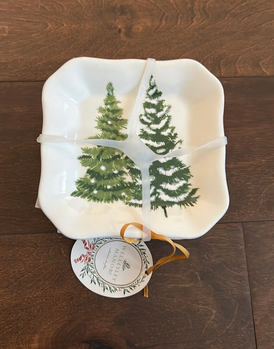 Maxcera Set Of 4 Christmas Appetizer Plates New  Evergreen Trees