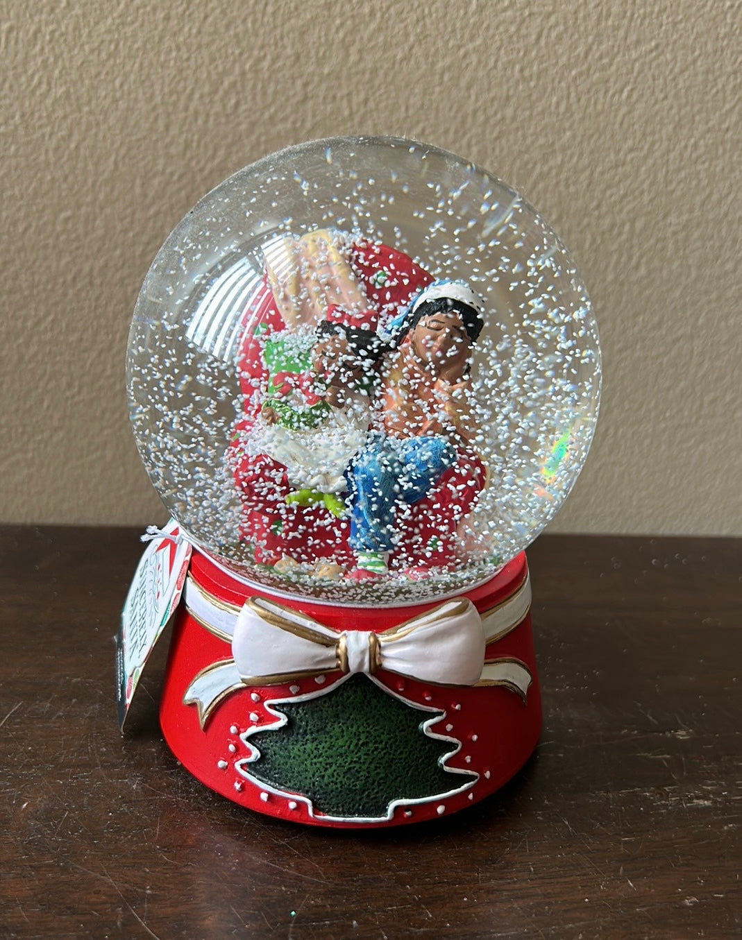 African American Kids Sleeping Snow globe Musical New Christmas Holiday