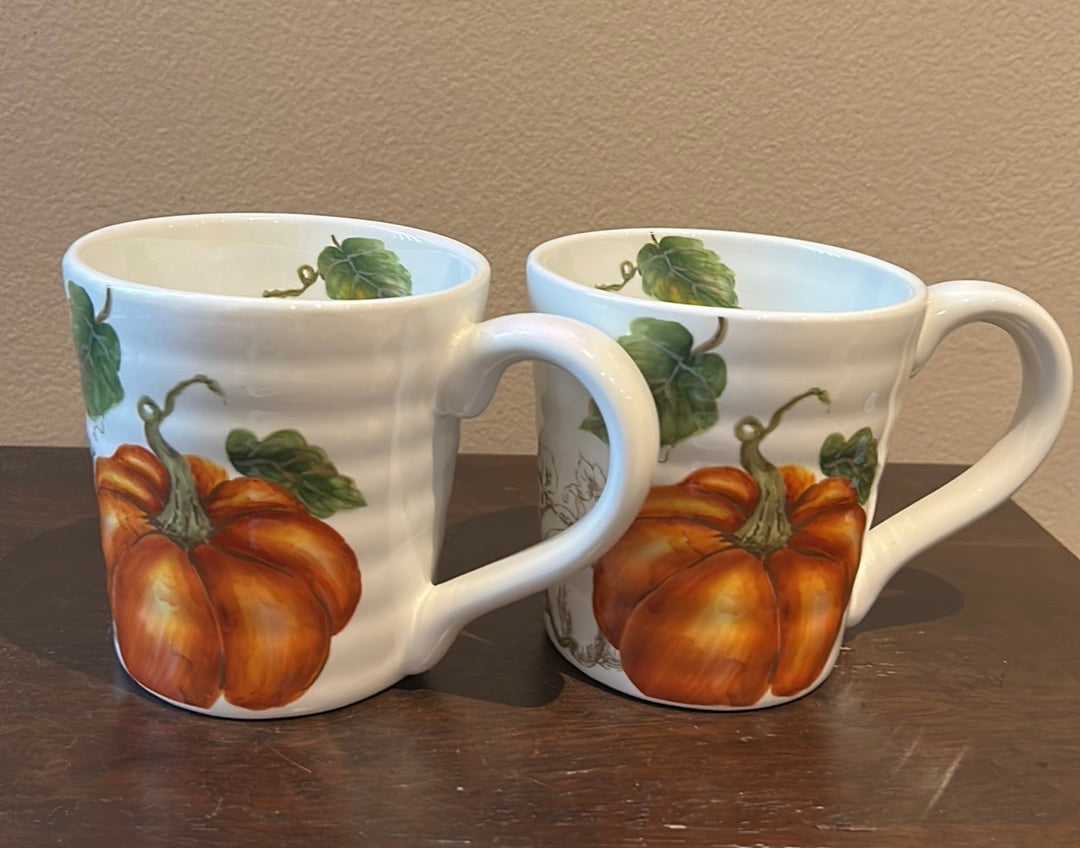 Maxcera Coffee Mugs Set Of 2 Cups New Pumpkins Fall Thanksgiving