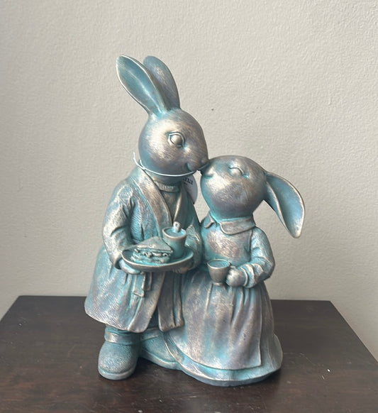 Martha Stewart New Mr & Mrs Easter Kissing Bunny Vintage Looking 11 3/4”
