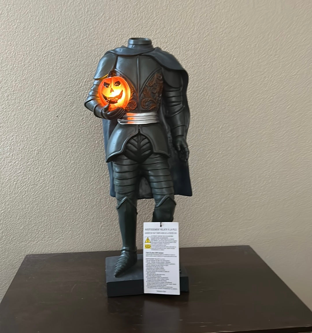 Halloween 15" Martha Stewart Headless Horseman Knight LED Light Up Statue Figure