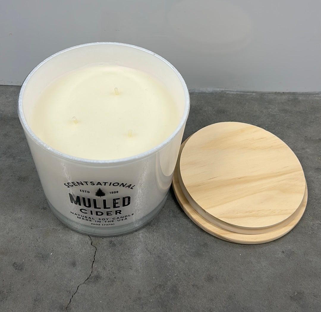 Scentsational Mulled Cider  Candle Large Glass Jar 26oz Soy Wax New