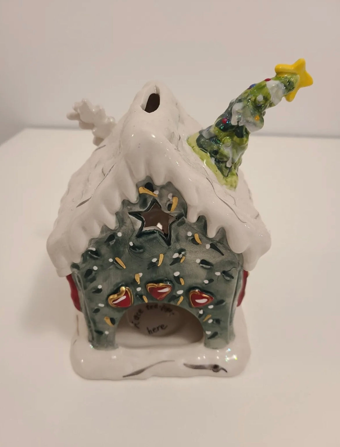 Blue Sky “Rudolph’s Place”  Christmas Candle Tea Light Holder House New