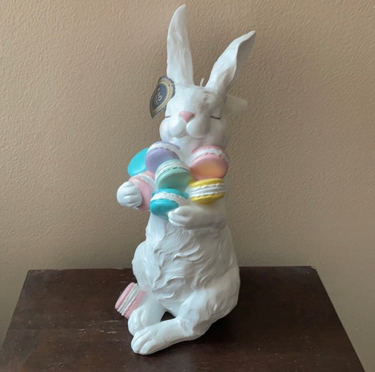 Bunny Boulevard Rabbit With Marshmallows Tabletop NWT White Easter Decor 16”