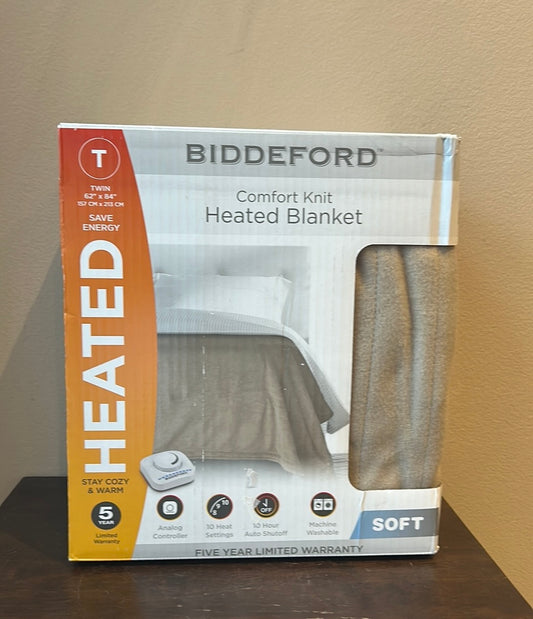 Biddeford Electric Blanket Comfort Knit  New Analog Control Tan Twin 62”x84”