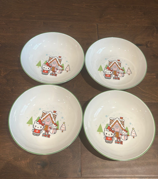 Hello Kitty Christmas Gingerbread Pasta Bowls Set Of 4 New