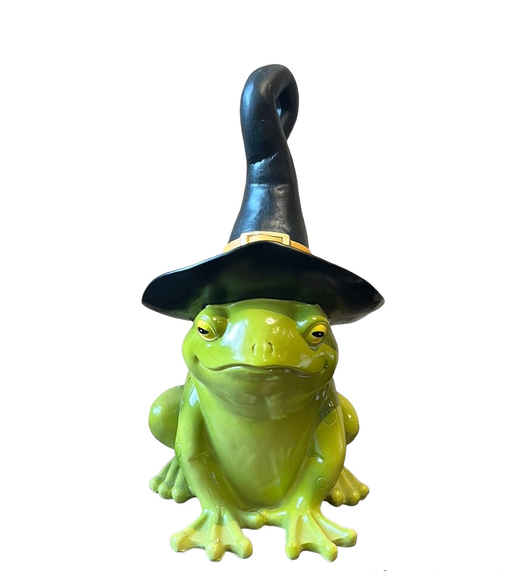 Cute Green frog With Witch Hat Halloween Home Decor New Figurine