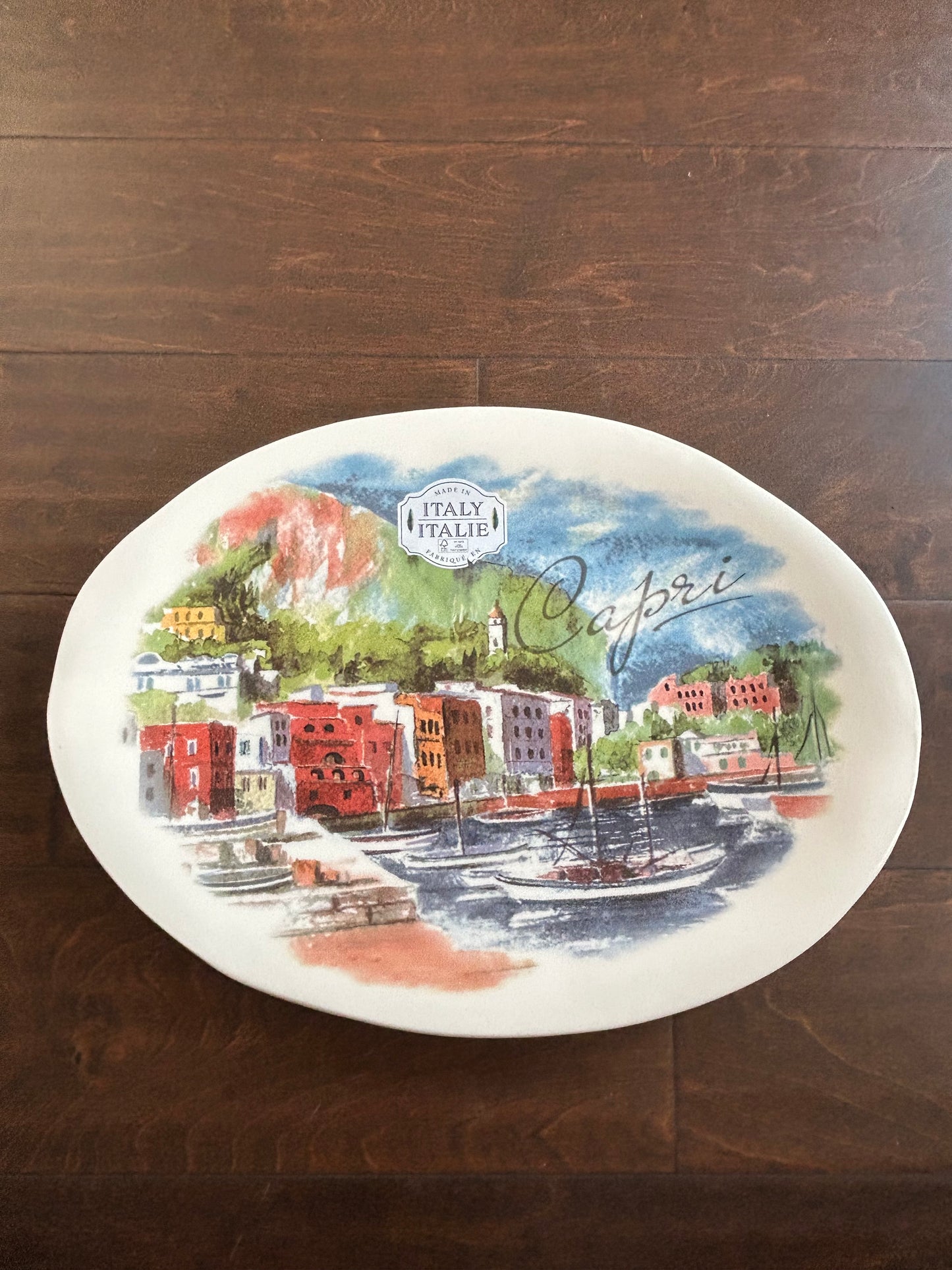 Ceramica Cuore New Platter Oval Made In Italy Sailboats Capri Scene