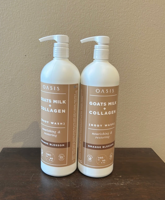 Set Of 2 Oasis Goats Milk Collagen Body Wash Orange Blossom JUMBO 40fl oz